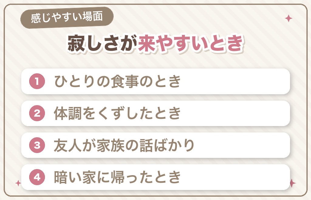 ひとりぼっちだと感じやすい場面