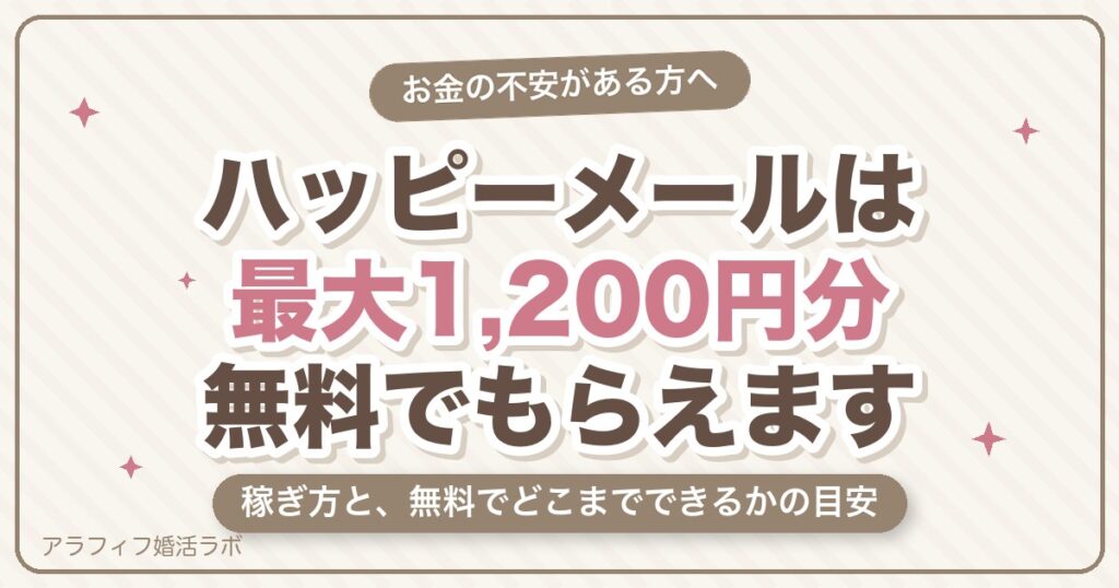 ハッピーメールの無料ポイントは最大1,200円分｜稼ぎ方・消費・無料でどこまでできるか【2026年8月版】