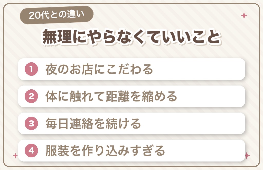 50代の2回目デートで、無理にやらなくていいこと