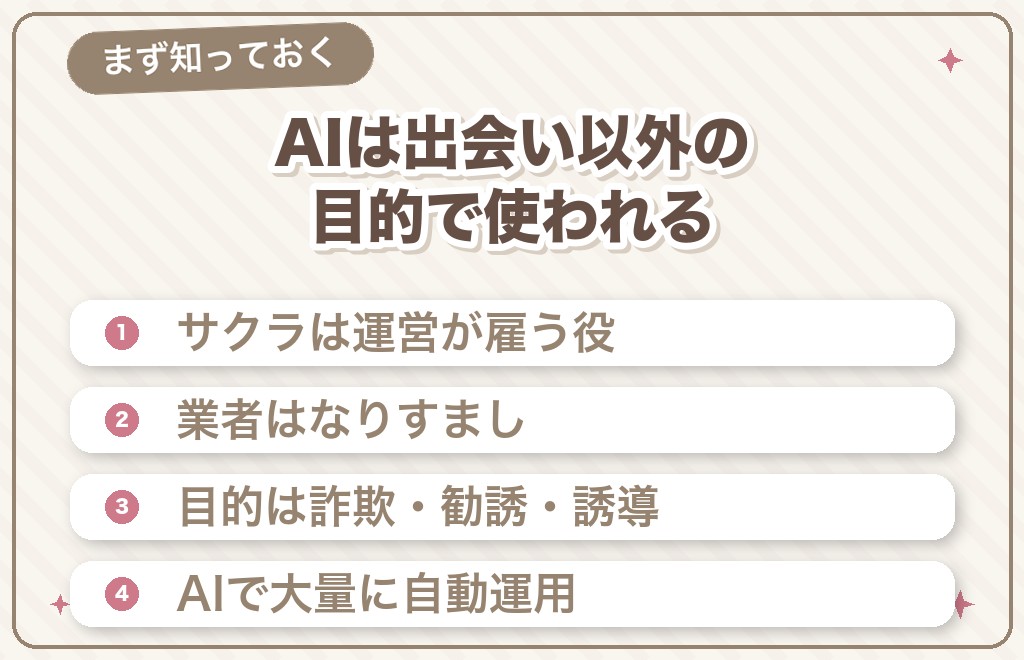 そもそもマッチングアプリのAI（サクラ・業者）とは？見分け方の前に知っておきたいこと