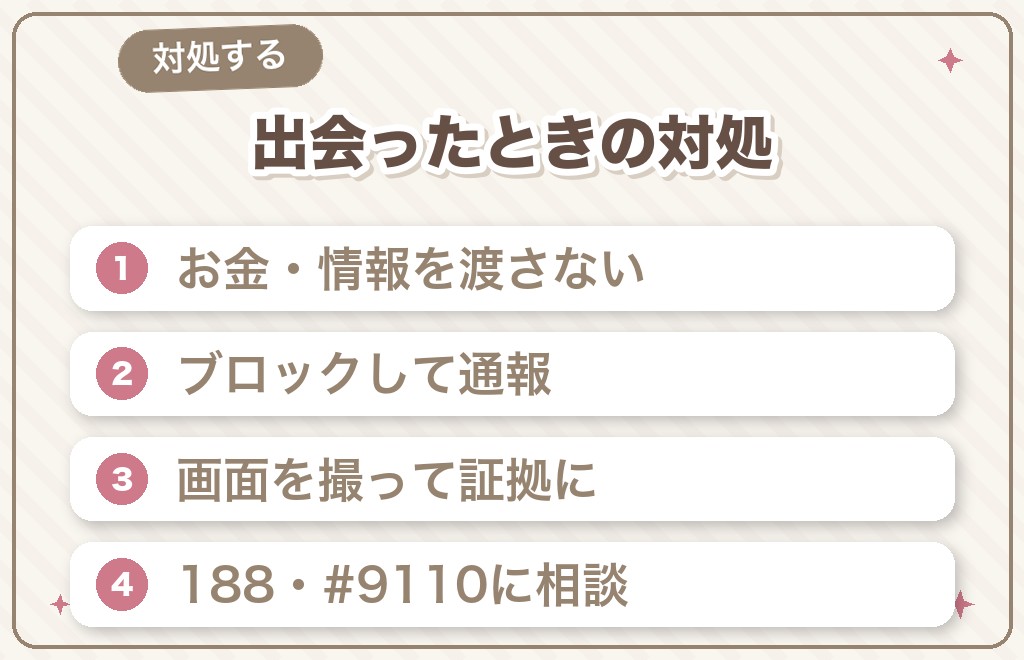 怪しい相手に出会ったときの対処法と相談先