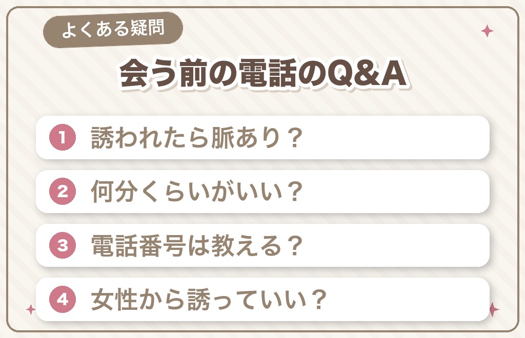 マッチングアプリの会う前の電話に関するよくある質問