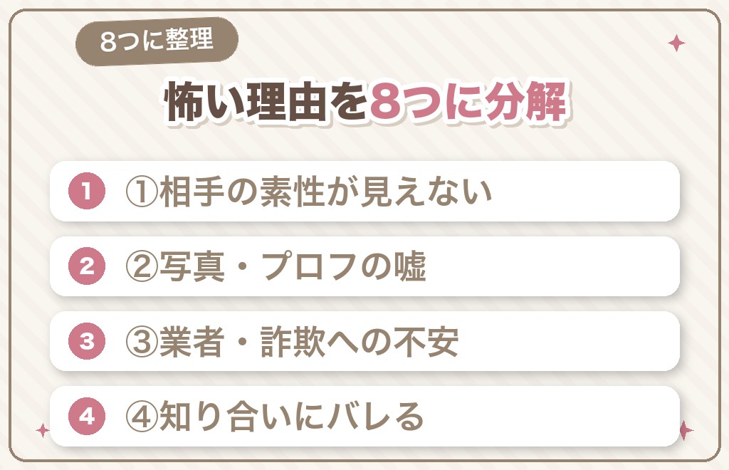 マッチングアプリが怖い理由を8つに整理しました