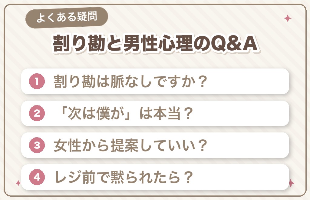 マッチングアプリの割り勘と男性心理に関するよくある質問